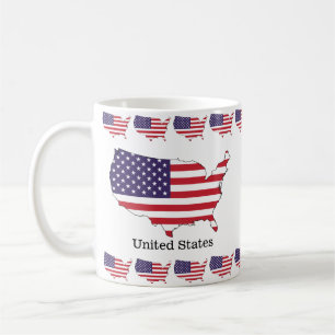 USA Flag and Map Souvenir Design Coffee Mug