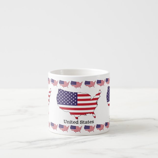 USA Flag and Map Souvenir Design Espresso Cup (Front)