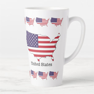 USA Flag and Map Souvenir Design Latte Mug