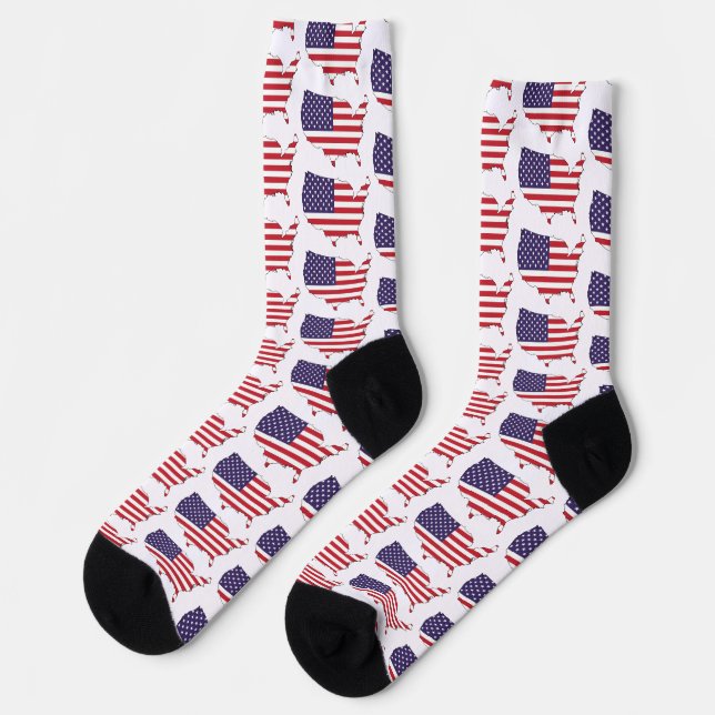 USA Flag and Map Souvenir Design Socks (Left)
