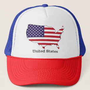 USA Flag and Map Souvenir Design Trucker Hat