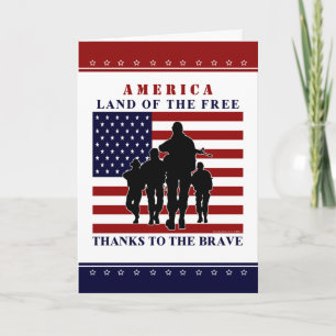 USA Flag and Soldiers- Happy Independence Day Card