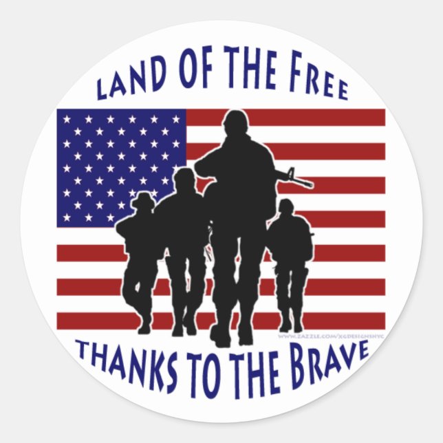 USA Flag and Soldiers Silhouette Sticker (Front)