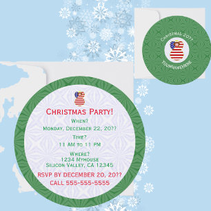 USA Flag Angel Christmas Personalised  Invitation