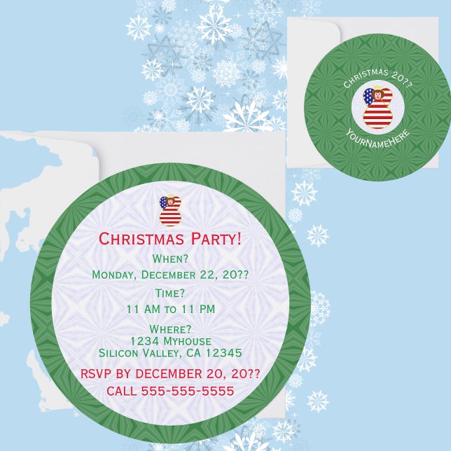 USA Flag Angel Christmas Personalised  Invitation (Creator Uploaded)