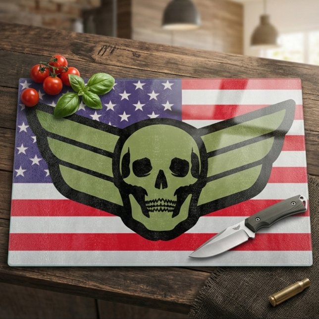 USA Flag Army Skull Wings Cutting Board (Creator Uploaded)