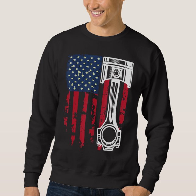 USA Flag Auto Repairman Car Mechanic Wrench Worksh Sweatshirt (Front)