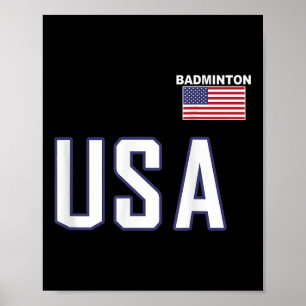 Usa Flag Badminton Team Cool Player Equipment Men  Poster