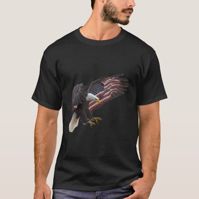 Usa Flag Bald Eagle American Flag 4Th Of July T-Shirt (Front)