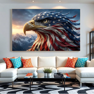 USA Flag Bald Eagle Design Poster