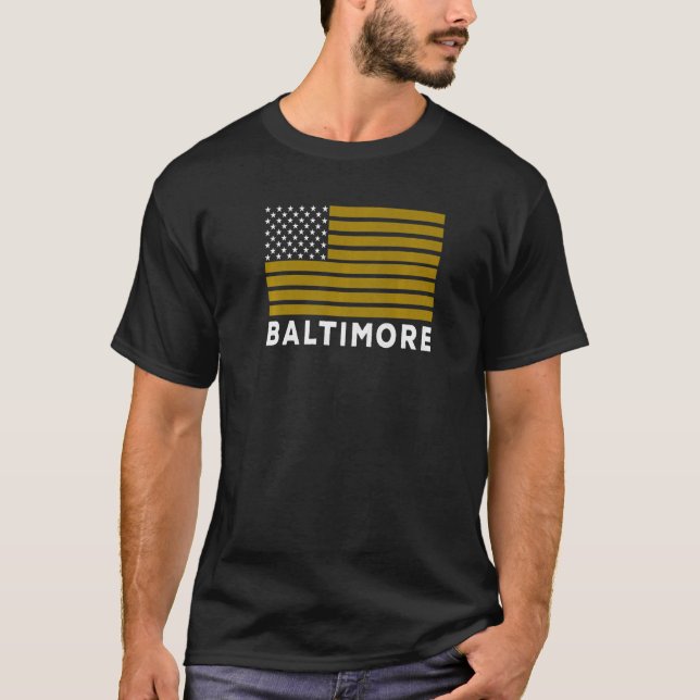 USA Flag Baltimore Purple Baltimore American Flag  T-Shirt (Front)