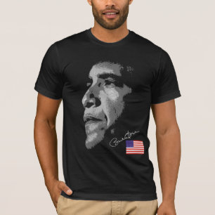 USA Flag Barack Obama with Signature T-Shirt