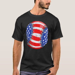 Usa Flag Baseball Patriotic 4th Of July Baseball T-Shirt