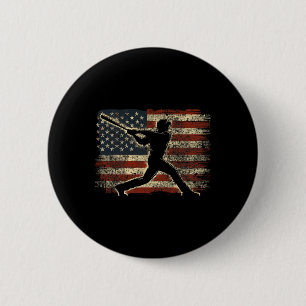 Usa Flag Baseball Player American Flag Baseball 6 Cm Round Badge