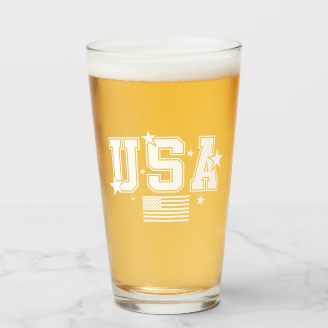 USA Flag Beer Glass (Front Filled)