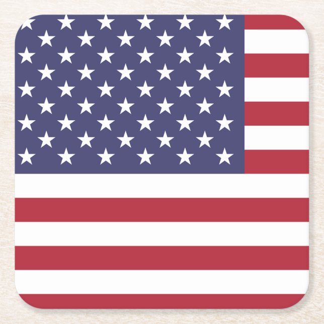 USA FLAG Beer mat,  Square Paper Coaster (Front)