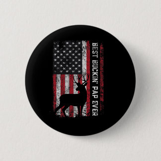 Usa Flag Best Buckin' Pap Ever Deer Hunting Father 6 Cm Round Badge
