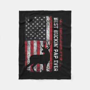 Usa Flag Best Buckin' Pap Ever Deer Hunting Father Fleece Blanket
