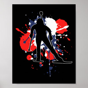 Usa Flag Biathlonist - American Biathlon Poster
