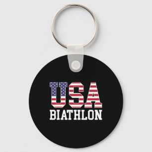 Usa Flag Biathlonist - American Usa Biathlon For W Key Ring