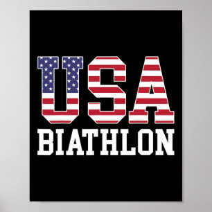 Usa Flag Biathlonist - American Usa Biathlon For W Poster
