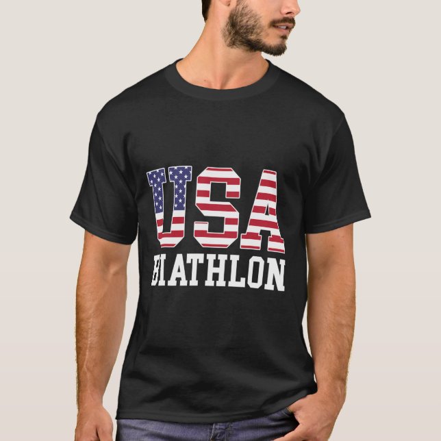 Usa Flag Biathlonist - American Usa Biathlon For W T-Shirt (Front)