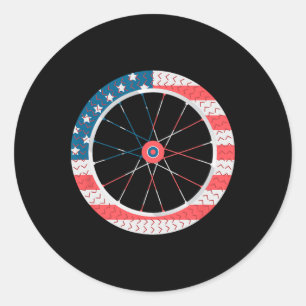 Usa Flag Bicycle Wheel Independence Day 4th July U Classic Round Sticker