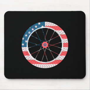 Usa Flag Bicycle Wheel Independence Day 4th July U Mouse Pad
