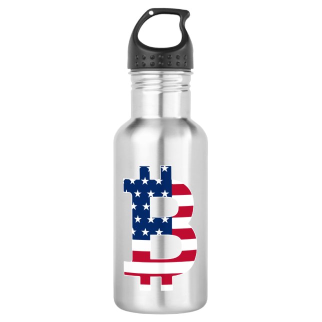 Usa Flag Bitcoin-Bitcoin-Cryptocurrency-Blockchain 710 Ml Water Bottle (Front)