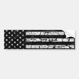 USA Flag, Black and White Bumper Sticker
