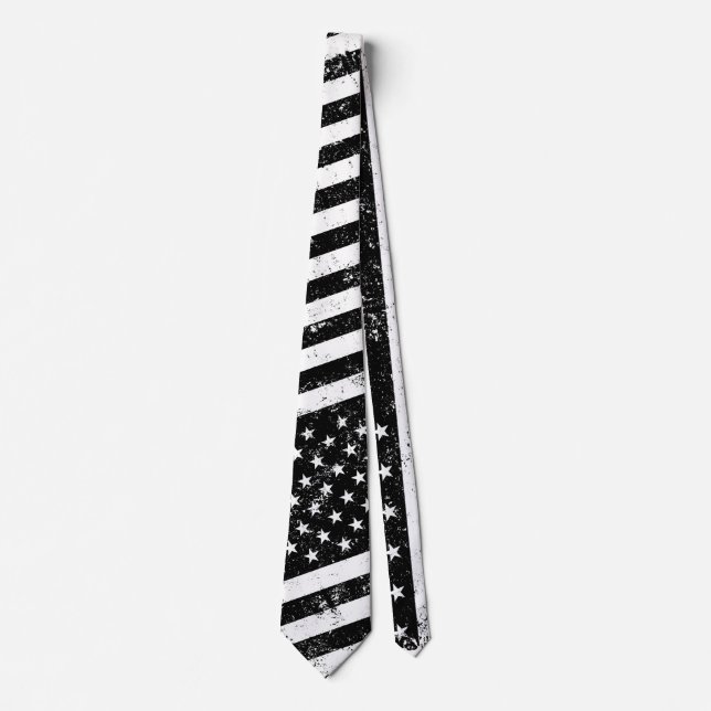 USA Flag, Black and White Tie (Front)