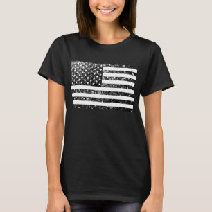 USA flag black white sparkles glitters America T-Shirt