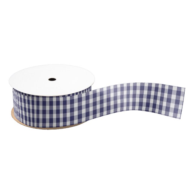 USA Flag Blue and White Gingham Checked Grosgrain Ribbon (Spool)