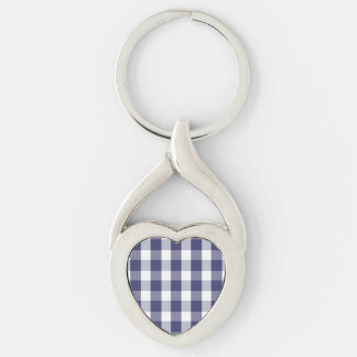 USA Flag Blue and White Gingham Checked Key Ring