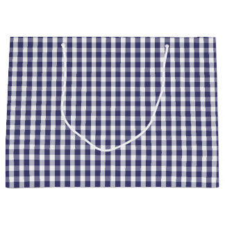 USA Flag Blue and White Gingham Checked Large Gift Bag