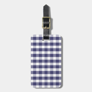 USA Flag Blue and White Gingham Checked Luggage Tag
