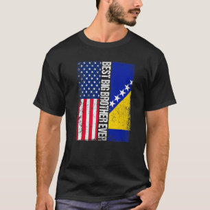 Usa Flag & Bosnia And Herzegovina Flag Best Big Br T-Shirt