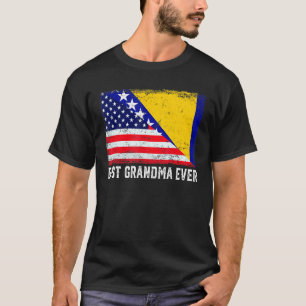 Usa Flag Bosnia And Herzegovina Flag Best Grandma  T-Shirt