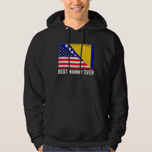Usa Flag Bosnia And Herzegovina Flag Best Nanny Ev Hoodie
