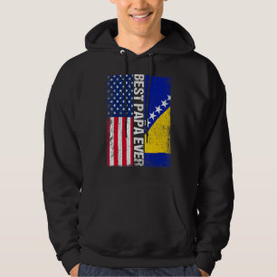 Usa Flag & Bosnia And Herzegovina Flag Best Papa E Hoodie