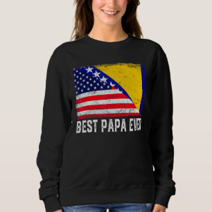 Usa Flag Bosnia And Herzegovina Flag Best Papa Eve Sweatshirt