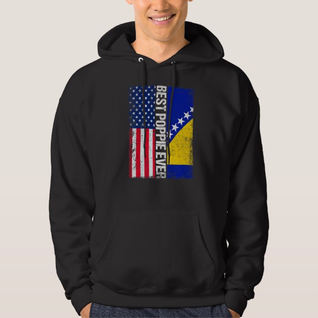Usa Flag & Bosnia And Herzegovina Flag Best Poppie Hoodie (Front)