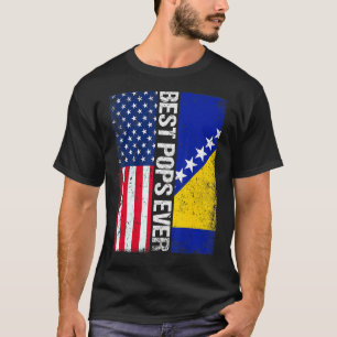 Usa Flag & Bosnia And Herzegovina Flag Best Pops E T-Shirt