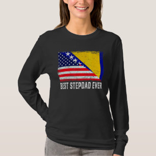 Usa Flag Bosnia And Herzegovina Flag Best Stepdad T-Shirt