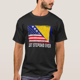 Usa Flag Bosnia And Herzegovina Flag Best Stepdad T-Shirt