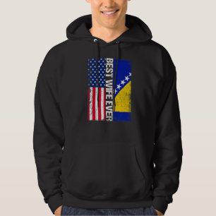 Usa Flag & Bosnia And Herzegovina Flag Best Wife E Hoodie