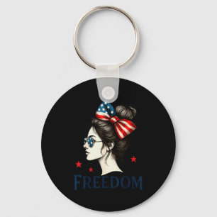 Usa Flag Bow Messy Bun Girls Dom American Flag Pat Key Ring