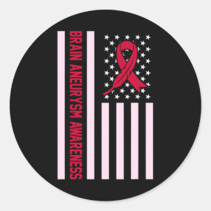 USA Flag Brain Aneurysm Awareness Month Supporter Classic Round Sticker