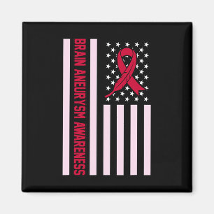USA Flag Brain Aneurysm Awareness Month Supporter  Magnet