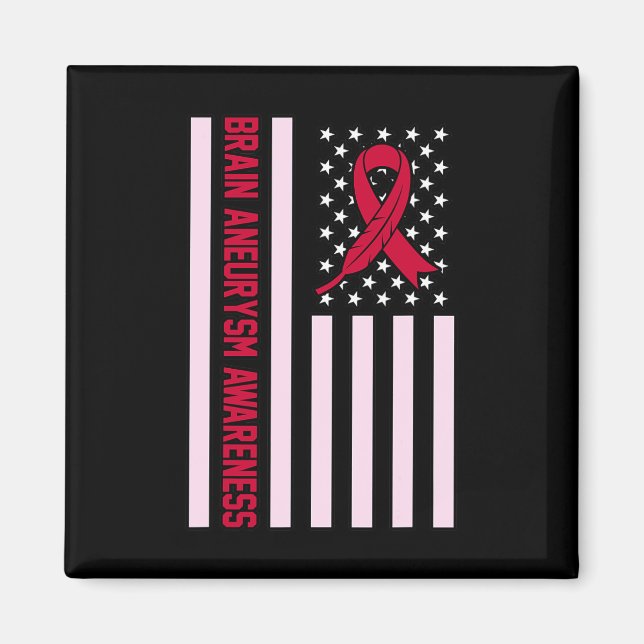 USA Flag Brain Aneurysm Awareness Month Supporter  Magnet (Front)
